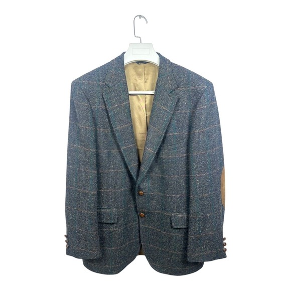 GOKEYS Harris Tweed Men's Sport Coat Blazer Plaid Wool USA Made 42R